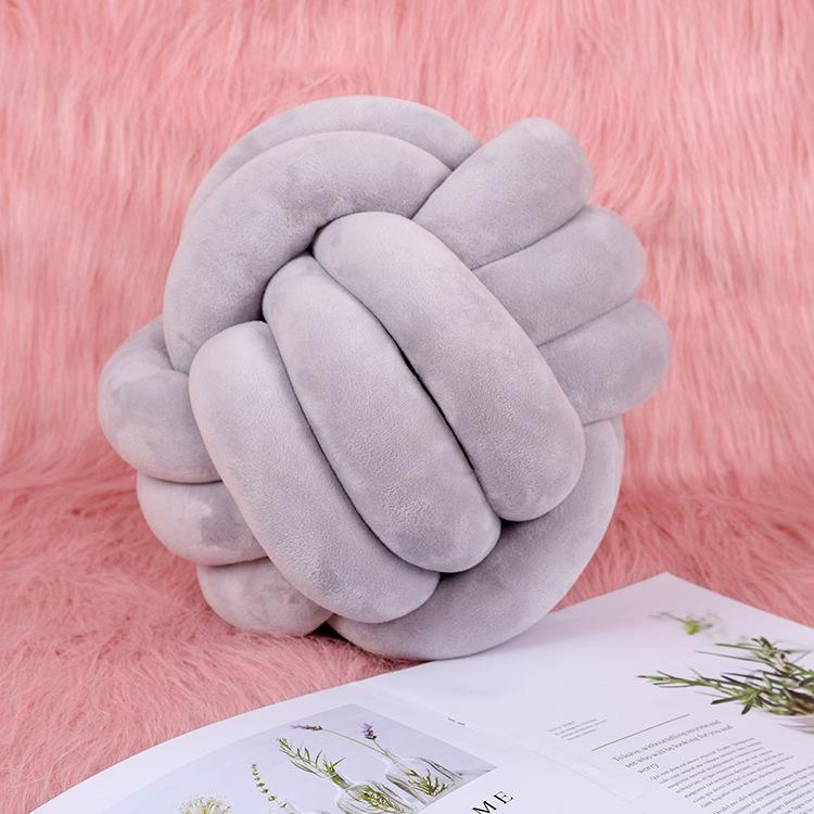 Knot Ball Cushion Grey