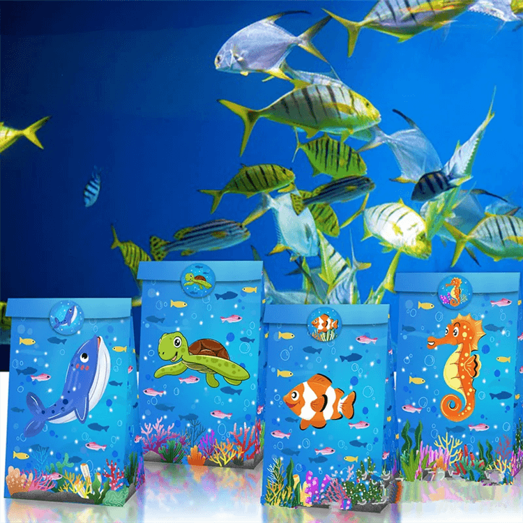 Marine Animals 12 Pcs Paper Party Bag - iKids