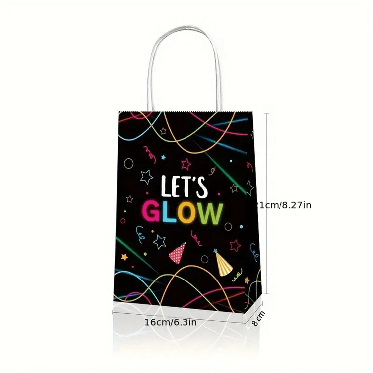 Glow in the Dark 12 Pcs Party Favor Bag with Handles - iKids