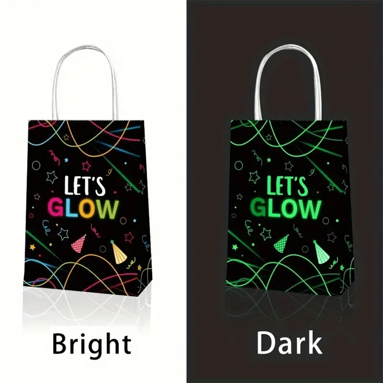 Glow in the Dark 12 Pcs Party Favor Bag with Handles - iKids