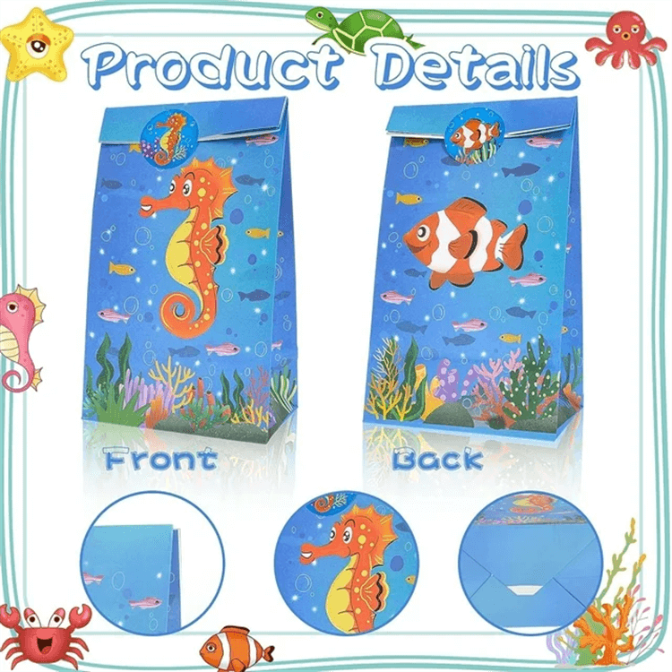 Marine Animals 12 Pcs Paper Party Bag - iKids