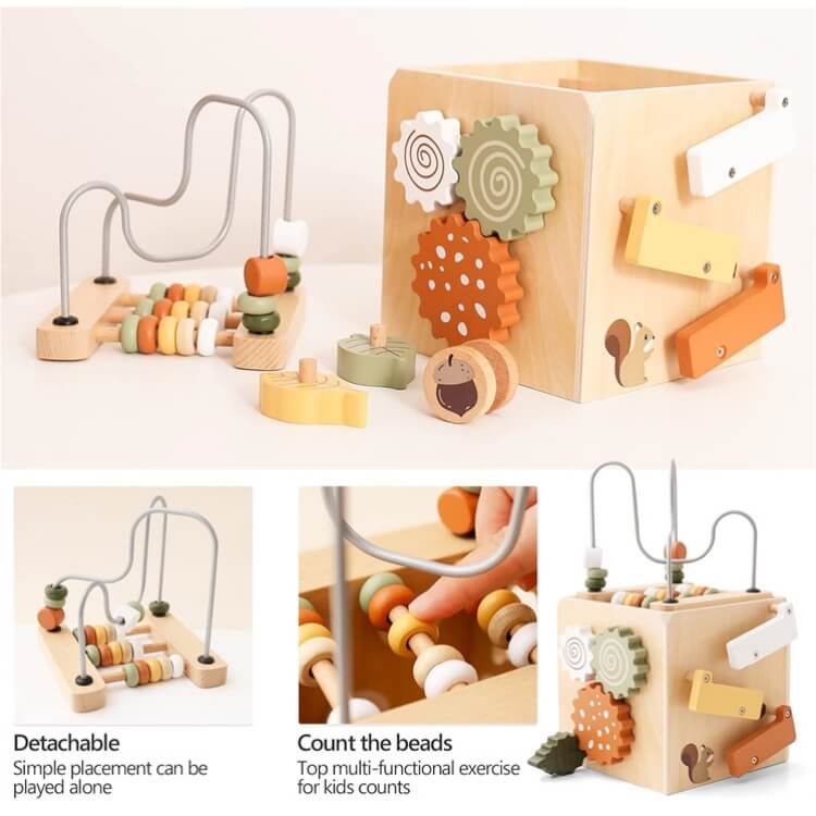 Woodland 5-in-1 Wooden Cognitive Activity Cube - iKids