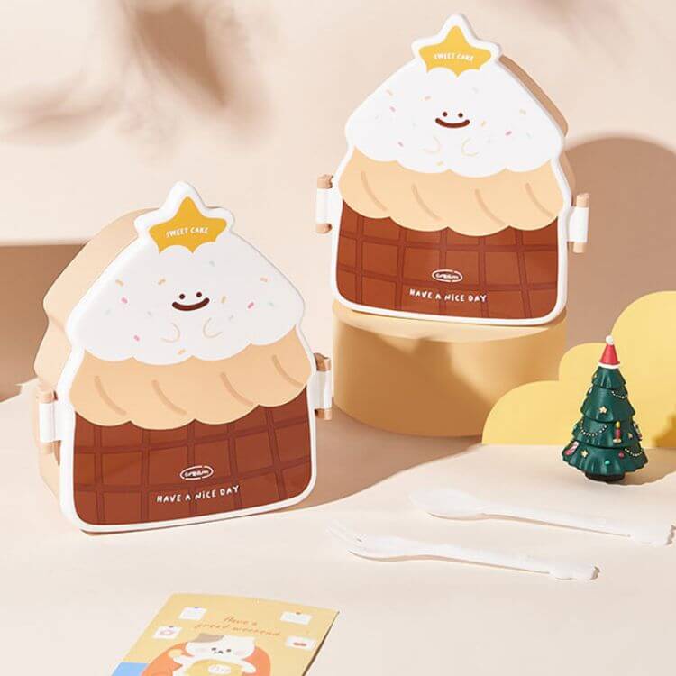 Brown Cake Shaped Lunch Box - iKids