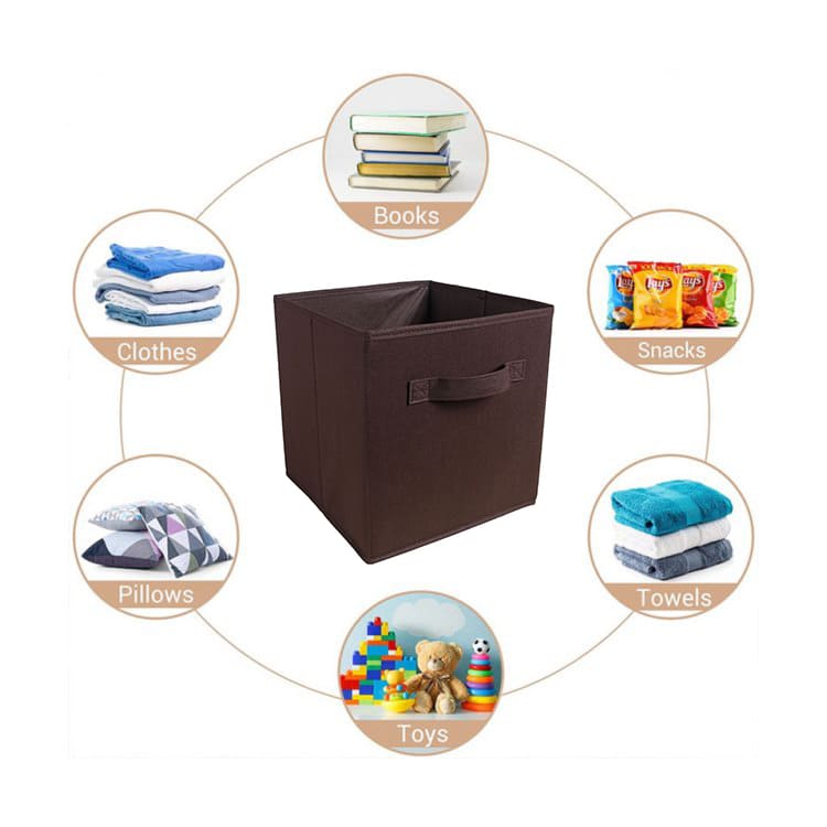 Foldable Storage Boxes Coffee Non-woven Collapsible Cubes