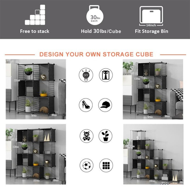 DIY Modular Storage Cabinet Organizer Black Large - iKids