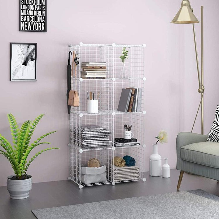 DIY Storage Cabinet Wire Grid Metal Organizer White - iKids