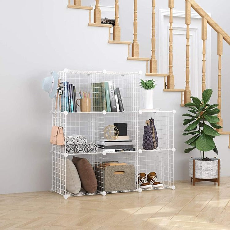 DIY Storage Cabinet Wire Grid Metal Organizer White - iKids