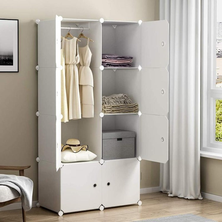 DIY Storage Cabinet Portable Wardrobe White - iKids