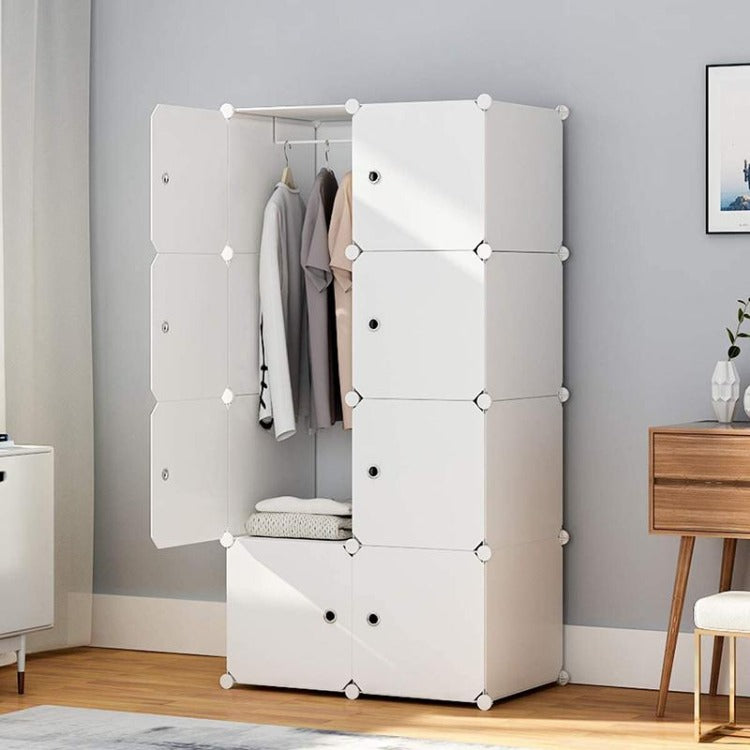 DIY Storage Cabinet Portable Wardrobe White - iKids