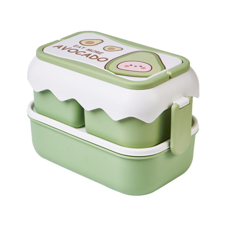 Green 3 Compartment Double-layer Lunch Box - iKids