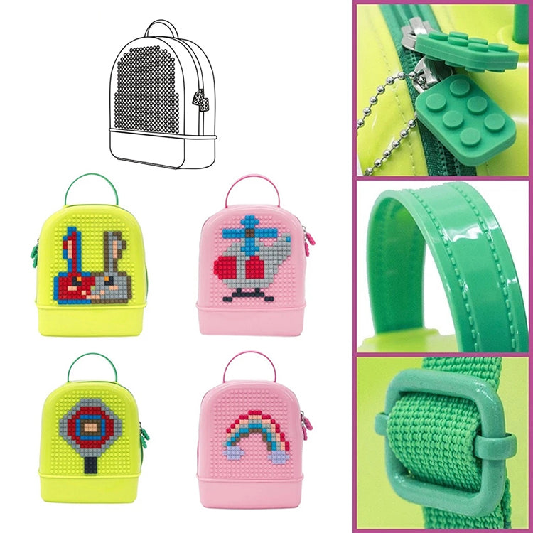 Pink DIY Bricks Backpack Kid Lightweight School Bag Lego Pixel Minkey iKids